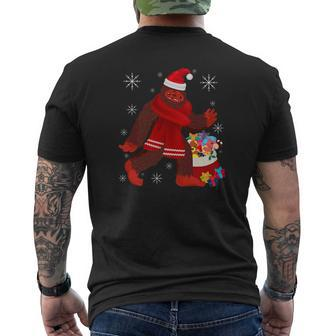 Bigfoot Christmas Shirt Sasquatch Santa Red Scarf Toys Mens Back Print T-shirt - Thegiftio UK
