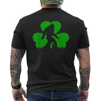 Bigfoot Clover Leaf St Patricks Day Irish Mens Back Print T-shirt - Seseable
