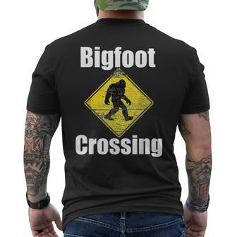 Bigfoot Distressed Crossing Sign Rustic Sasquatch Mens Back Print T-shirt - Thegiftio UK