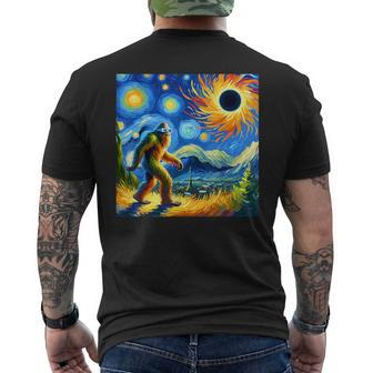 Bigfoot Glasses Total Solar Eclipse 2024 Van Gogh Bigfoot Men's T-shirt Back Print - Monsterry CA