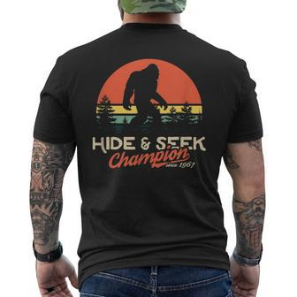 Bigfoot Hide And Seek Champion Since 1967 Sasquatch Mens Back Print T-shirt - Thegiftio UK