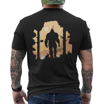 Bigfoot Hunting Easter Eggs Sasquatch Happy Easter Day Men's T-shirt Back Print - Monsterry