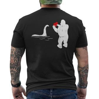 Bigfoot Loch Ness Valentines Day Cool V-Day Pajama Men's T-shirt Back Print - Monsterry DE