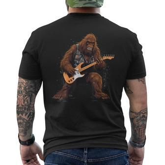 Bigfoot Playing Electric Guitar Rock Music Band Sasquatch Men's T-shirt Back Print | Mazezy UK