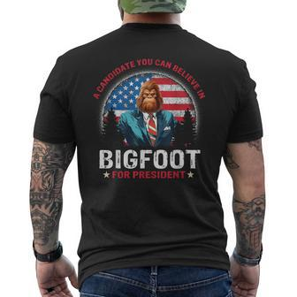 Bigfoot For President Believe Vote Elect Sasquatch Candidate Men's T-shirt Back Print - Seseable