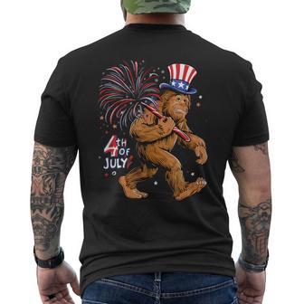 Bigfoot Sasquatch 4Th Of July Fireworks Men's T-shirt Back Print - Monsterry AU