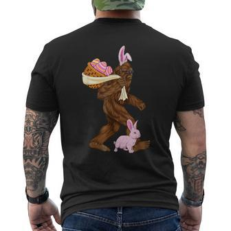Bigfoot Sasquatch Bunny Easter Rabbit Basket Hunting Eggs Men's T-shirt Back Print - Seseable