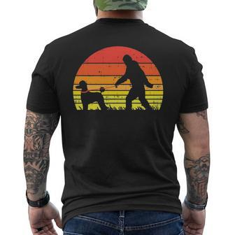 Bigfoot Sasquatch Poodle Sunset Retro Dog Lover Owner Men's T-shirt Back Print | Mazezy
