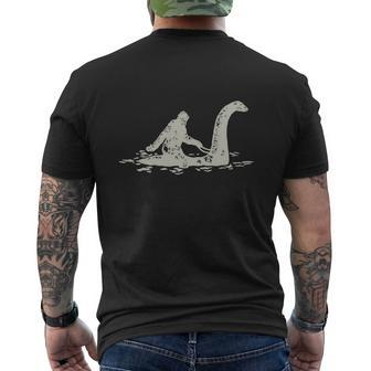 Bigfoot Bigfoot Sasquatch Riding The Loch Ness Mens Back Print T-shirt - Thegiftio UK