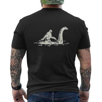 Bigfoot Sasquatch Riding The Loch Ness Monster Mens Back Print T-shirt - Thegiftio UK