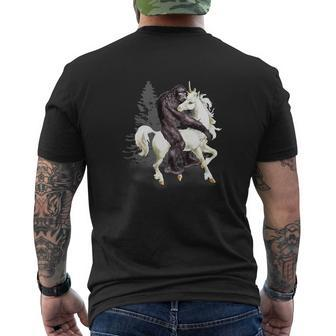 Bigfoot Sasquatch Riding Unicorn Mens Back Print T-shirt - Thegiftio UK