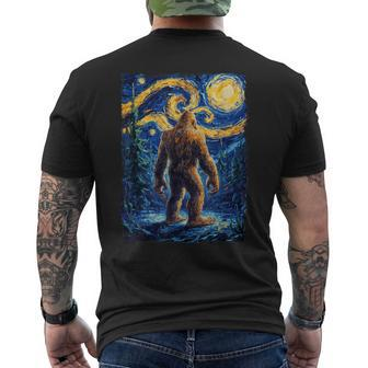 Bigfoot Starry Night Sasquatch Van Gogh Painting Men's T-shirt Back Print - Thegiftio UK