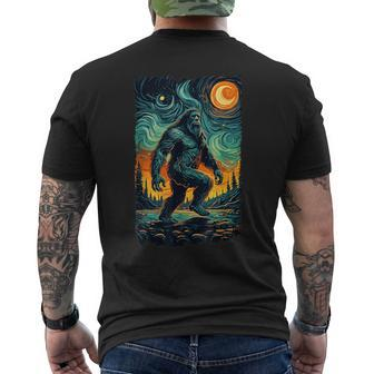Bigfoot Starry Night Sasquatch Van Gogh Sky Painting Men's T-shirt Back Print - Thegiftio UK