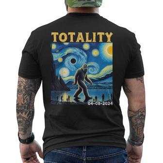 Bigfoot Total Solar Eclipse 2024 Van Gogh Starry Night Men's T-shirt Back Print | Mazezy