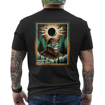 Bigfoot Total Solar Eclipse 2024 Vintage Style Men's T-shirt Back Print - Monsterry