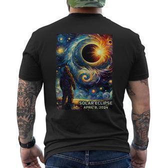 Bigfoot Total Solar Eclipse America Sasquatch Starry Night Men's T-shirt Back Print | Mazezy