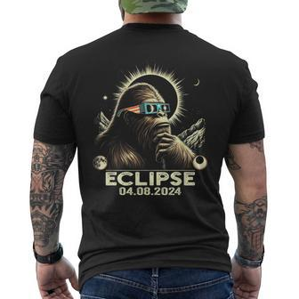 Bigfoot Total Solar Eclipse Sasquatch Eclipse Glasses 2024 Men's T-shirt Back Print - Seseable
