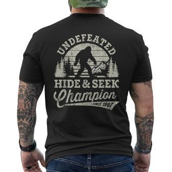 Bigfoot Undefeated Hide And Seek Champion Vintage Men's T-shirt Back Print - Monsterry