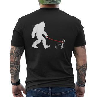 Bigfoot Walking Boston Terrier Dog Walker Mens Back Print T-shirt - Thegiftio UK
