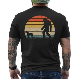 Bigfoot Walking Boxer Dog Vintage Retro Sasquatch Men's T-shirt Back Print | Mazezy