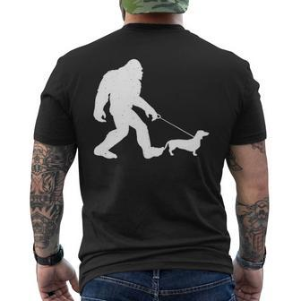 Bigfoot Walking Dachshund Wiener Dog Gif Men's T-shirt Back Print | Mazezy
