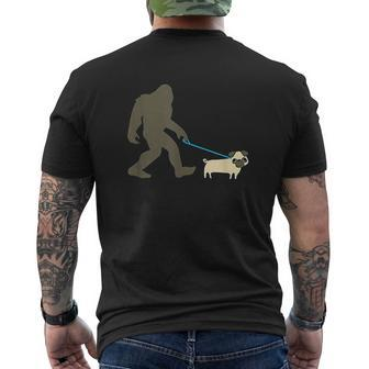 Bigfoot Walking Pug Dog Christmas Dog Dog Mens Back Print T-shirt | Seseable CA