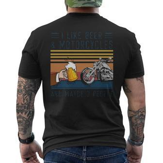 Biker I Like Beer And Motorcycles Men's T-shirt Back Print | Mazezy