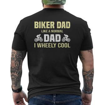 Biker Dad Father's Day Cyclist Dad Mens Back Print T-shirt | Mazezy