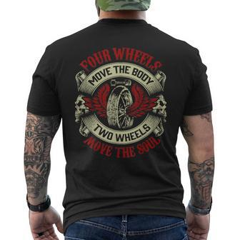 Biker Dad Fathers Day Motorcycles Two Wheels Move Soul Men's T-shirt Back Print - Monsterry