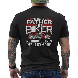 Biker Dad Fathers Day Motorcycle For Dad Mens Back Print T-shirt - Seseable
