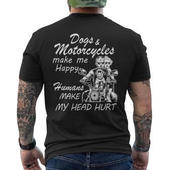 Biker Dogs And Motorcycles Make Me Happy Men's T-shirt Back Print | Mazezy