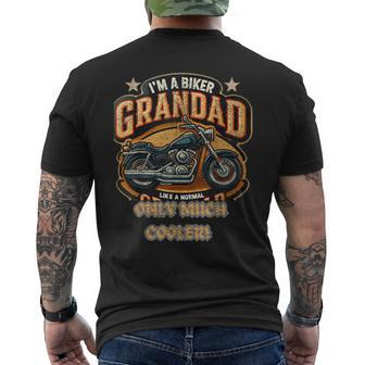 Biker Grandad Much Cooler Best Grandpa Ever Motorbike Dad Men's T-shirt Back Print - Monsterry