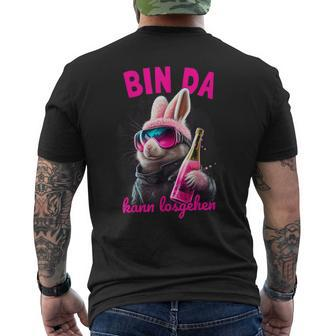Bin Da Kann Losgehen Bunny Party T-Shirt mit Rückendruck - Seseable
