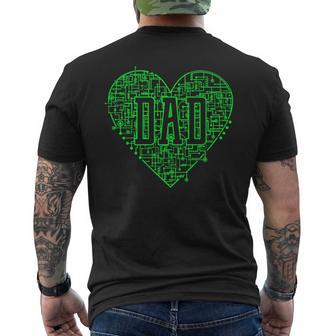 Binary Ai Computer Circuit Green Electric Heart Game Dad Men's T-shirt Back Print - Monsterry AU