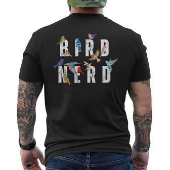 Bird Nerd Typography With Flying Birds Enthusiast Men's T-shirt Back Print - Monsterry UK