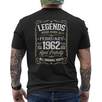 Birthday Awesome Legends Were Born In 1962 February Mens Back Print T-shirt - Thegiftio UK
