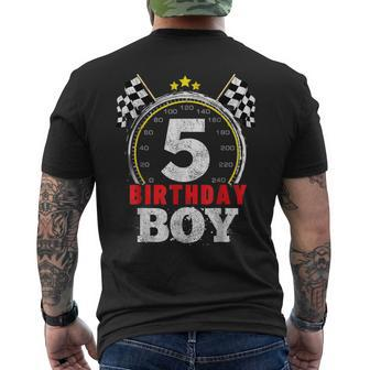 Birthday Boy 5Th Race Car 5 Year Old Racing Men's T-shirt Back Print - Monsterry