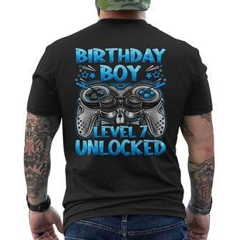 Birthday Boy Level 7 Unlocked 7Th Birthday Boy Gaming Men's T-shirt Back Print - Monsterry DE