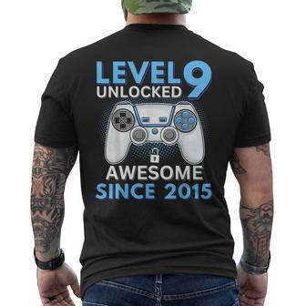 Birthday Boy Level 9 Unlocked Gamer 9 Year Old 9Th Birthday Men's T-shirt Back Print - Seseable