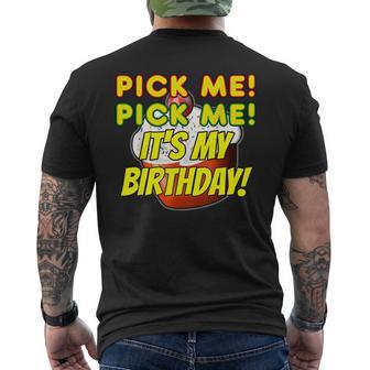 Birthday Cake Pick Me It's My Birthday Game Show Contestant Men's T-shirt Back Print - Monsterry