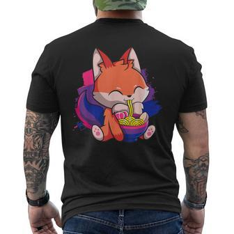 Bisexual Pride Bi Kawaii Fox Ramen Noodles Bisexual Flag Men's T-shirt Back Print - Monsterry DE