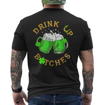 Bitches Drink Up St Patrick's Day Beer Lover Womens Men's T-shirt Back Print | Mazezy