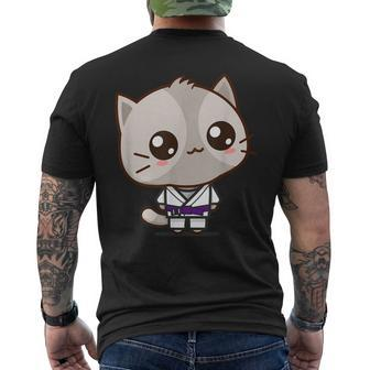 Bjj Brazilian Jiu Jitsu Purple Belt Kawaii Cat Men's T-shirt Back Print - Monsterry AU