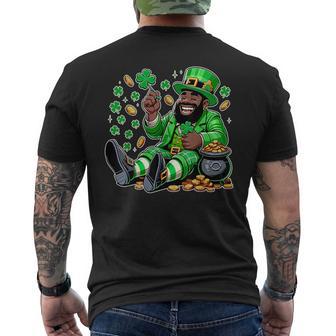 Black African American Leprechaun Saint Patrick's Day Men's T-shirt Back Print - Monsterry