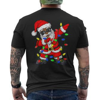Black African American Santa Claus Christmas Pajamas 2022 Mens Back Print T-shirt - Thegiftio UK