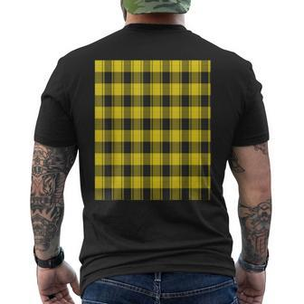 Black & Yellow Check Plaid Flannel Graphic Men's T-shirt Back Print - Monsterry DE