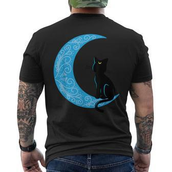 Black Cat Crescent Moon Sailor Mum Men's T-shirt Back Print - Monsterry
