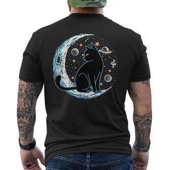 Black Cat Crescent Sailor-Moon Phases Astrology Pet Lover Men's T-shirt Back Print - Seseable
