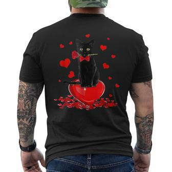 Black Cat Valentines Day Boys Girls Valentine Men's T-shirt Back Print - Thegiftio
