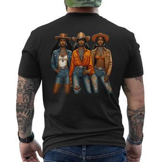 Black Cowgirl Melanin Western Rodeo Texas Black History Men's T-shirt Back Print - Seseable